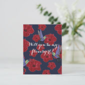 私のフラワーガールになってくれる？ ハチドリ ヒマワリ 招待状 (スタンド正面)