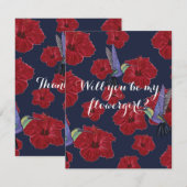 私のフラワーガールになってくれる？ ハチドリ ヒマワリ 招待状 (正面/裏面)