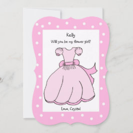私のフラワーガールになってくれる？ ピンクのドレス 招待状