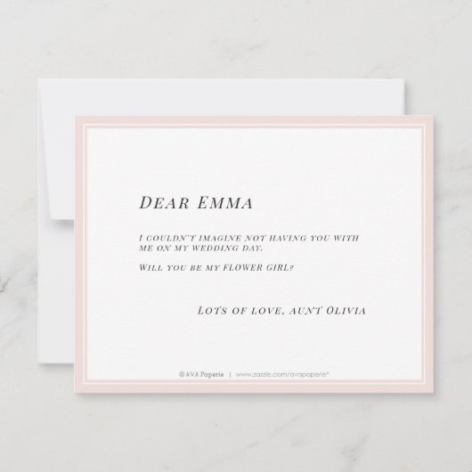 私のフラワーガールになってくれる? フラワーミニマリスト 招待状 (裏面)