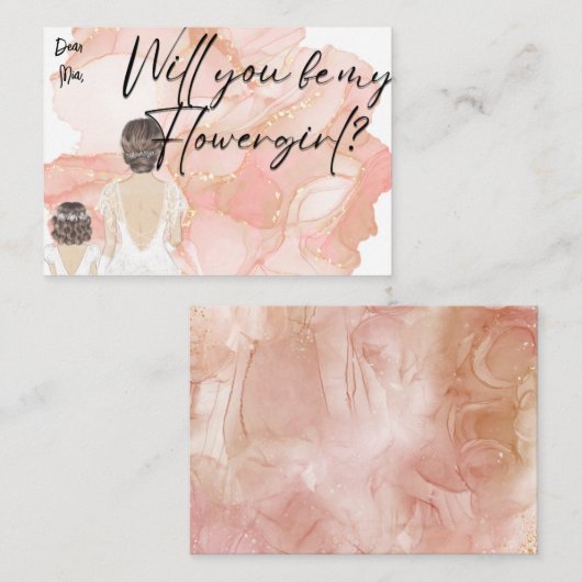 私のフラワーガールになってくれる?|手書きのメッセージカード エンクロージャーカード (正面/裏面)