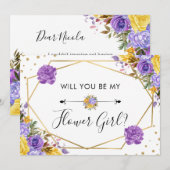私のフラワーガールになってくれる? 春の花 ウェディング 招待状 (正面/裏面)