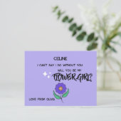 私のフラワーガールになってくれる？ 編集可能なテキスト インビテーションポストカード (スタンド正面)