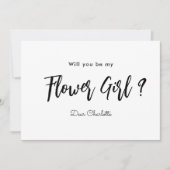 私のフラワーガールになって ブラックホワイト スクリプト 招待状 (正面)
