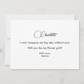 私のフラワーガールになって ブラックホワイト スクリプト 招待状 (裏面)