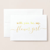 私のフラワーガールになって - 写真の中 - 現代のゴールド 箔カード (封筒付き正面)
