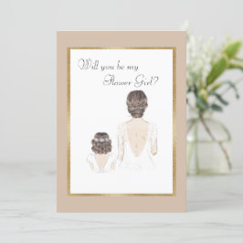 私のフラワーガールになりますか ウェディング ゴールド 招待状