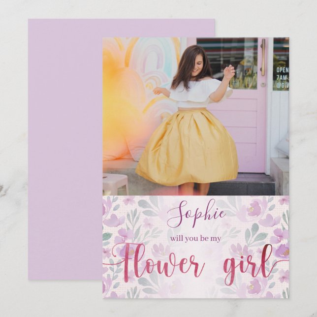 私のフラワーガールのためのフラル・ウォーターカラー (正面/裏面)