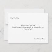 私のフラワーガールまたはブライズメイドになってくれる? 招待状 (裏面)