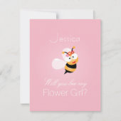 私のフラワーガールブライズメイドになってくれる? 面白くてかわいい 招待状 (正面)