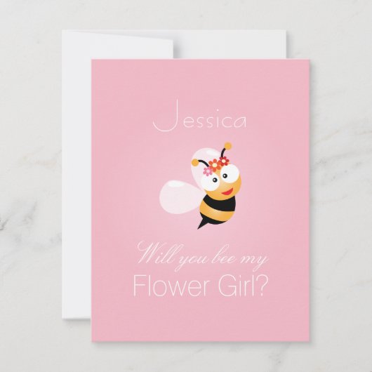 私のフラワーガールブライズメイドになってくれる? 面白くてかわいい 招待状 (正面)