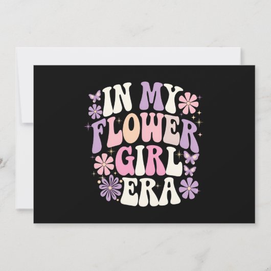 私のフラワーガール時代 レトロ グルーヴィー フラワー 招待状 (正面)