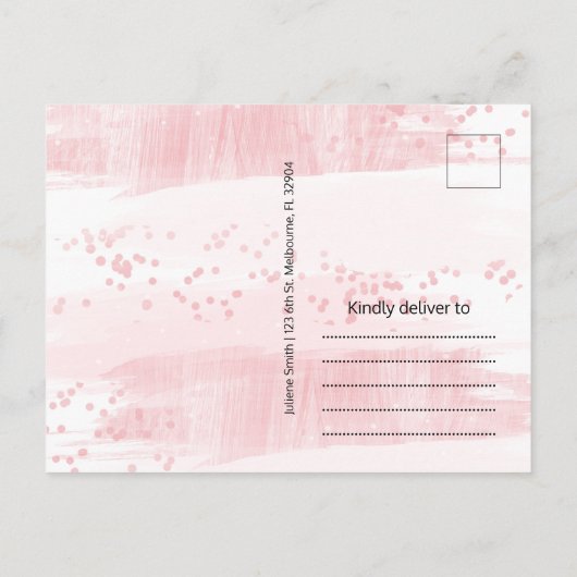 私のフラワーガール赤面水彩 インビテーションポストカード (裏面)