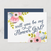 私のフラワー・ガールですか。 手塗りカード 招待状 (正面/裏面)
