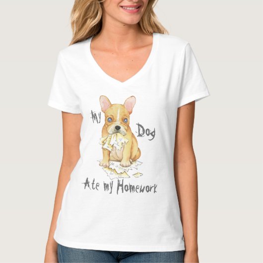 私のフランスのブルドッ食べクの宿題 Tシャツ (正面)