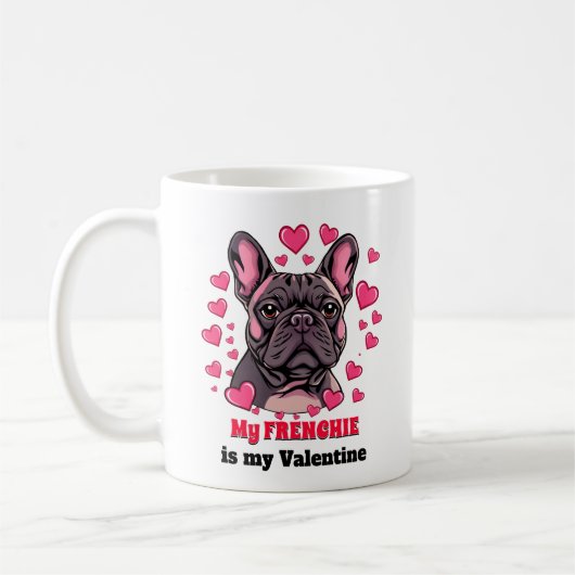 私のフランス人は私のバレンタイン犬のかわいいおもしろい コーヒーマグカップ (左)