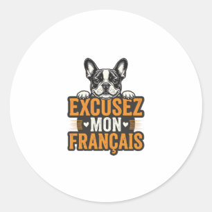 私のフランス語を許して フレンチブルドッグ ヴィンテージ ラウンドシール