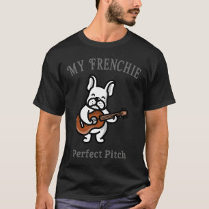 私のフランス語パーフェクトピッチホワイトドッグギタ遊ー Tシャツ