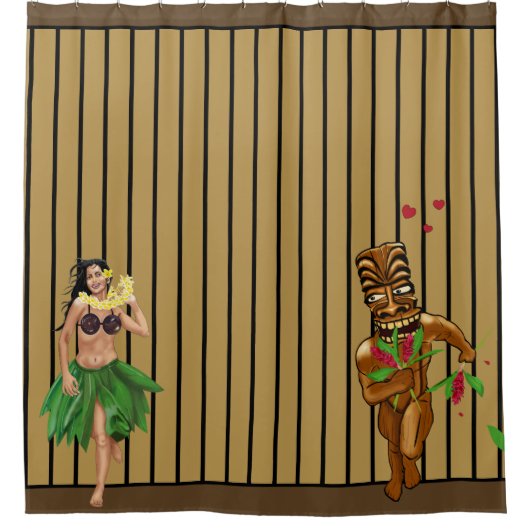 私のフラ女の子のTikiのシャワー・カーテンを愛して下さい シャワーカーテン (正面)