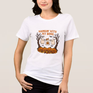 私のブスたちと一緒にいるのよ かわいいオバケ ハロウィン トライブレンドTシャツ