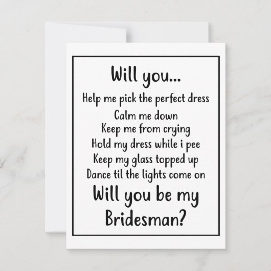 私のブライズマンになってくれますか ノートカード (正面)