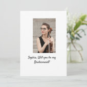 私のブライズメイドになってくれますか? エレガントでモダンな写真 招待状 (スタンド正面)