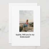 私のブライズメイドになってくれますか エレガント モダンな写真 招待状 (正面/裏面)