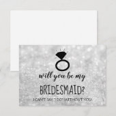 私のブライズメイドになってくれますか？カード - 輝くリング 招待状 (正面/裏面)