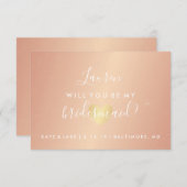 私のブライズメイドになってくれますか - グラムハート ローズゴールド 招待状 (正面/裏面)