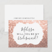 私のブライズメイドになってくれますか - グリッター ローズゴールド 招待状 (正面/裏面)