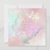 私のブライズメイドになってくれますか？グレーのシルバー パール リース 招待状 (正面)