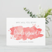 私のブライズメイドになってくれますか？ コーラル カード 水彩 (スタンド正面)
