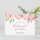 私のブライズメイドになってくれますか？コーラル ピーチ ブラッシュ フローラル 招待状 (スタンド正面)