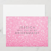 私のブライズメイドになってくれますか ゴールド ピンク オンブレ 招待状 (正面/裏面)