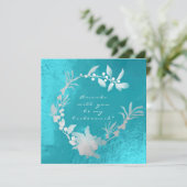 私のブライズメイドになってくれますか？ シルバー ターコイズの花輪 招待状 (スタンド正面)