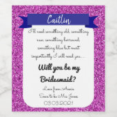 私のブライズメイドになってくれますか ピンクグリッター ワインラベル (シングルラベル)