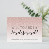 私のブライズメイドになってくれますか ピンク グリッター オンブレ 招待状 (スタンド正面)