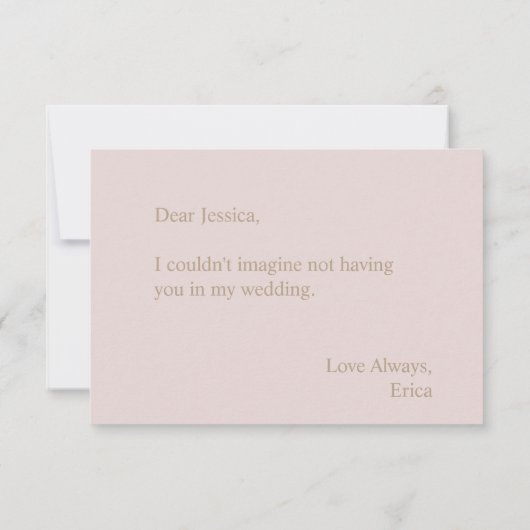 私のブライズメイドになってくれますか ピンク ゴールド タイポグラフィ 招待状 (裏面)