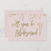 私のブライズメイドになってくれますか ピンク ゴールド タイポグラフィ 招待状 (正面/裏面)