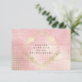 私のブライズメイドになってくれますか ピンク ローズ メタリック ゴールド 招待状 (スタンド正面)