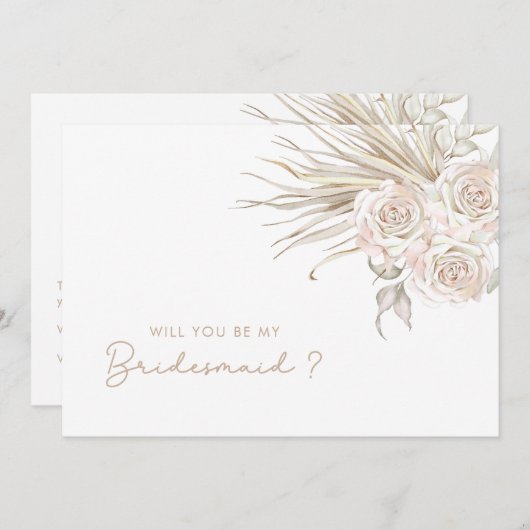 私のブライズメイドになってくれますか？ フラワーデザイン 招待状 (正面/裏面)