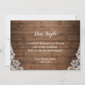 私のブライズメイドになってくれますか？ ラスティック メイソンジャー ライト 招待状 (裏面)