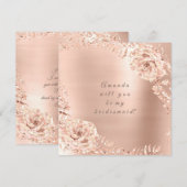 私のブライズメイドになってくれますか? ローズゴールドのリース ピーチ 招待状 (正面/裏面)