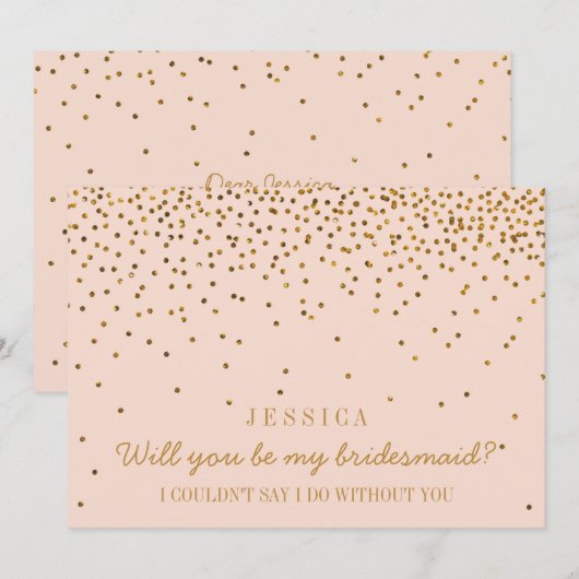 私のブライズメイドになってくれますか？ヴィンテージ・コンフェッティ 招待状 (正面/裏面)