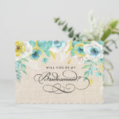 私のブライズメイドになってくれますか？ 水彩花イラスト 招待状 (スタンド正面)