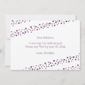 私のブライズメイドになってくれますか 白 紫のグリッター 招待状 (裏面)