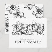 私のブライズメイドになってくれますか 黒と白のシック 招待状 (正面/裏面)