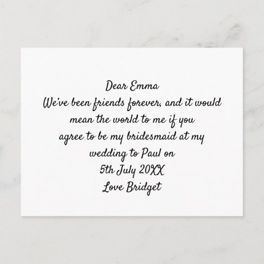 私のブライズメイドになってくれる?/うしろから見る女の子たち/ライラック インビテーションポストカード (裏面)