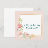 私のブライズメイドになってくれる？ カラフルな花柄 招待状 (正面/裏面)