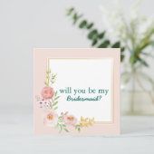 私のブライズメイドになってくれる？ カラフルな花柄 招待状 (スタンド正面)